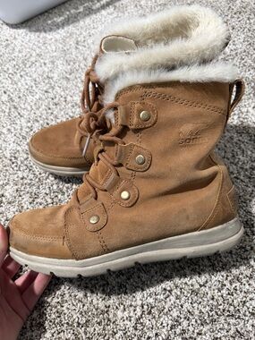 Sorel Kids Tan Faux-Fur Trim Lace-Up Winter Boots